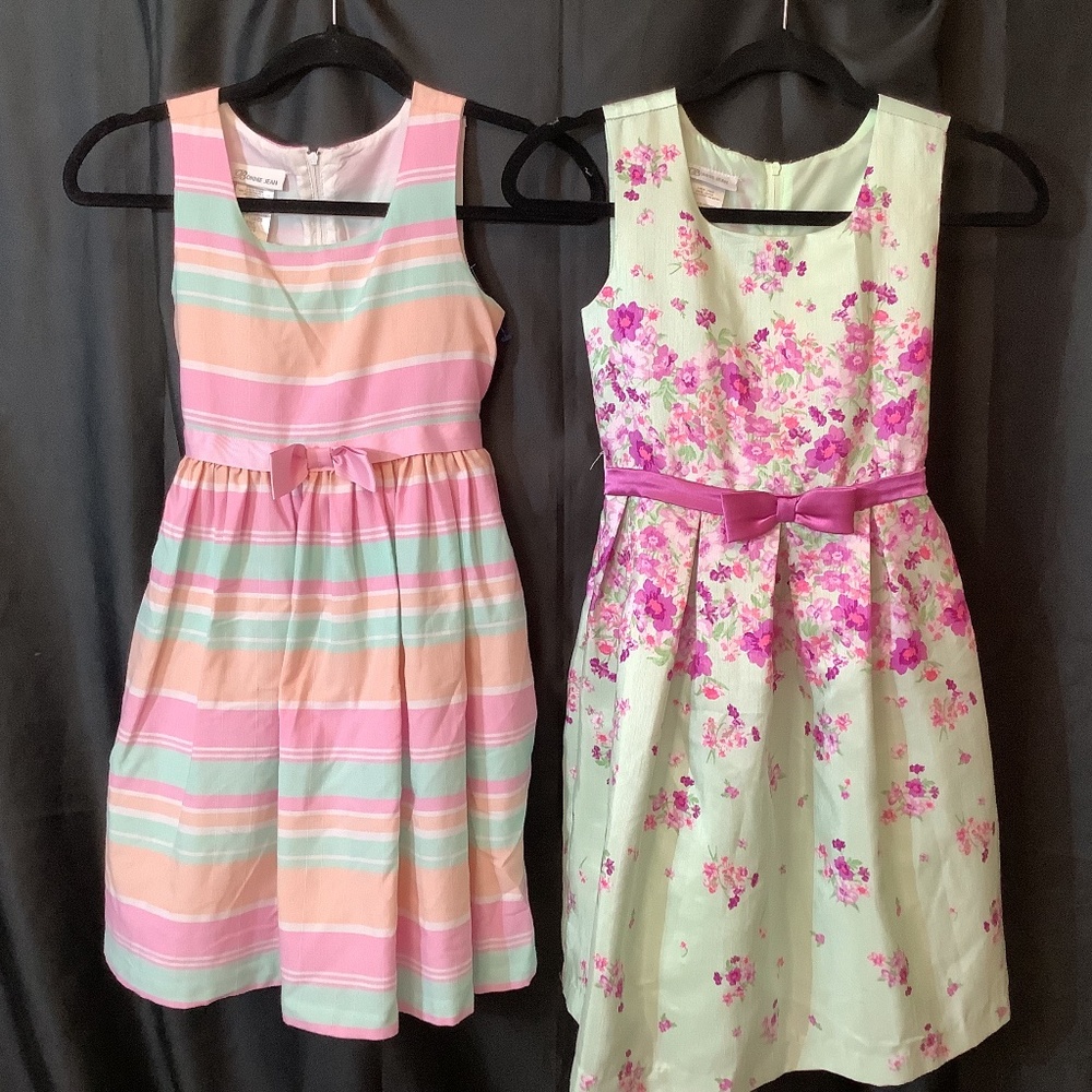 EUC Girls Bonnie Jean dress green‎ pink size 10